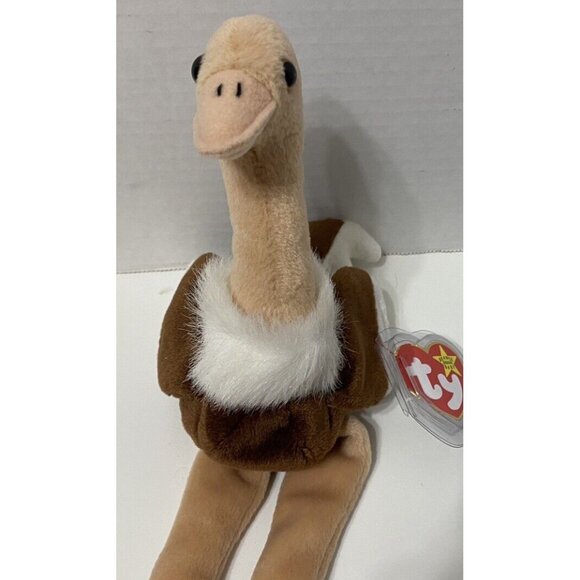 TY Beanie Baby STRETCH Ostrich + Mini Teanie Beanie Set of 2 - Picture 2 of 8